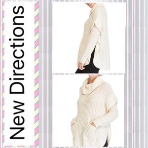 Pullover sweater w cow neck - 2X cream